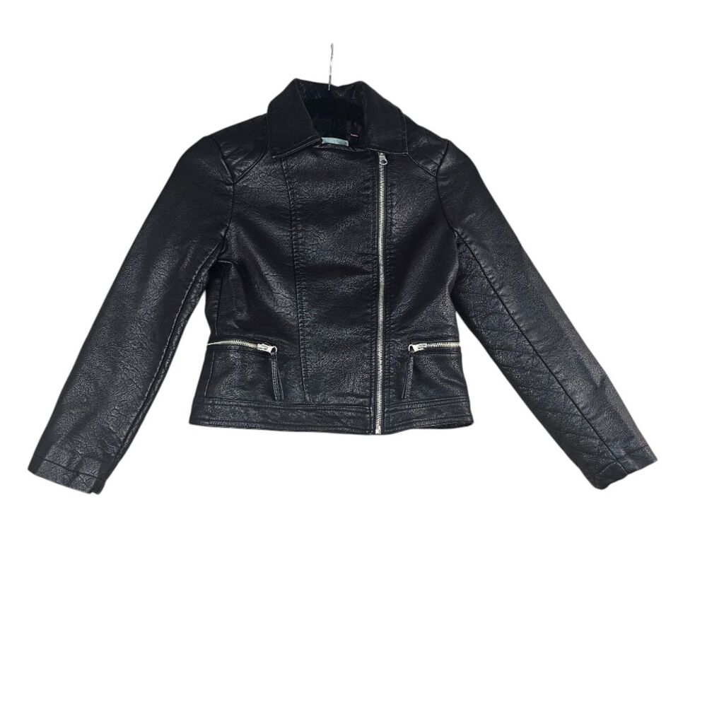 Xhilaration Black Faux Leather Moto Biker Jacket -Girls/Youth Size Medium